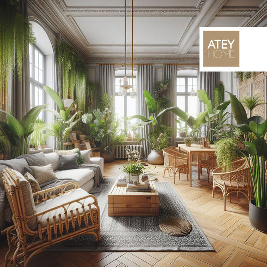 green living living room interior with Atey Home logo