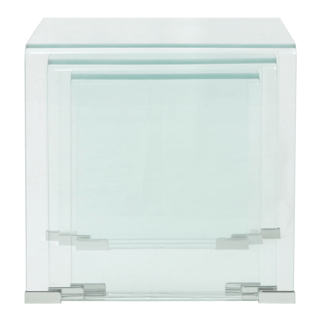 Bijzettafel Set 3-Dlg Transparant Gehard Glas