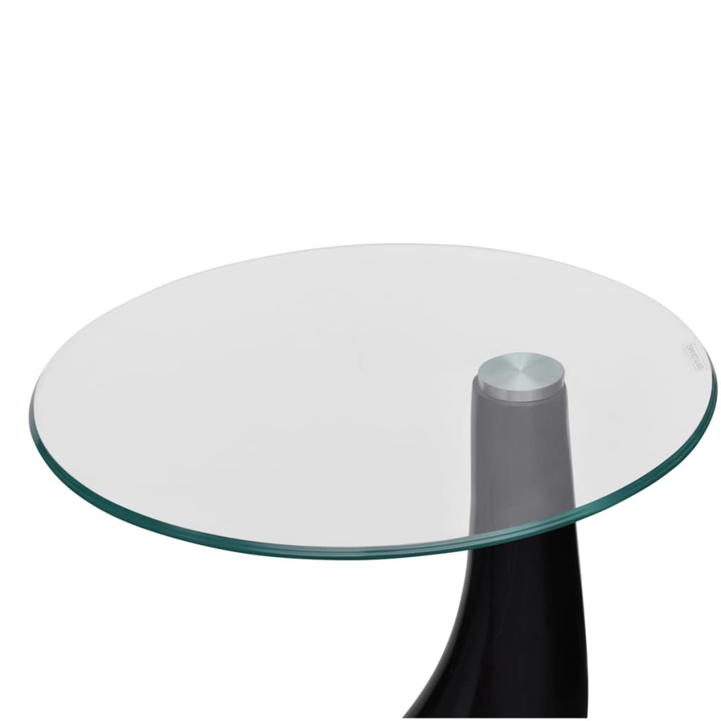 Salontafel Met Rond Glazen Tafelblad Hoogglans