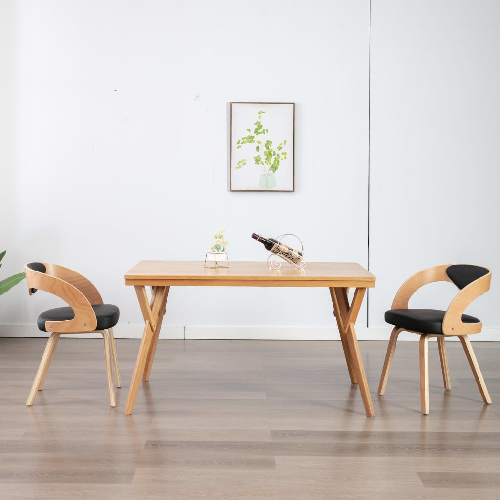 Eetkamerstoelen Gebogen Hout En Kunstleer Bruin