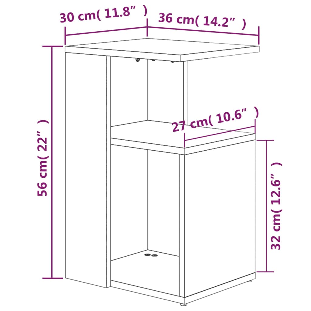 Bijzettafel 36X30X56 Cm Bewerkt Hout