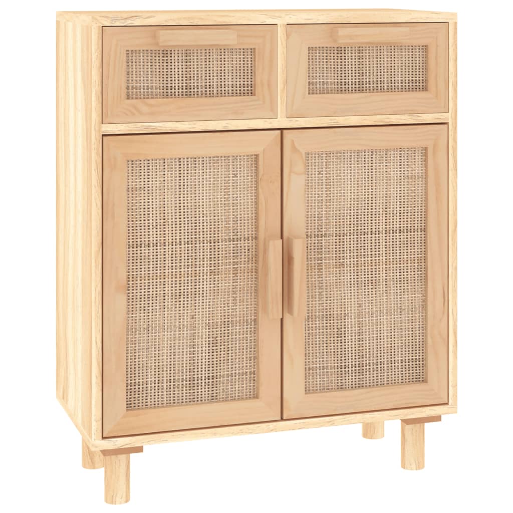 Dressoir 60X30X75 Cm Massief Grenenhout En Rattan