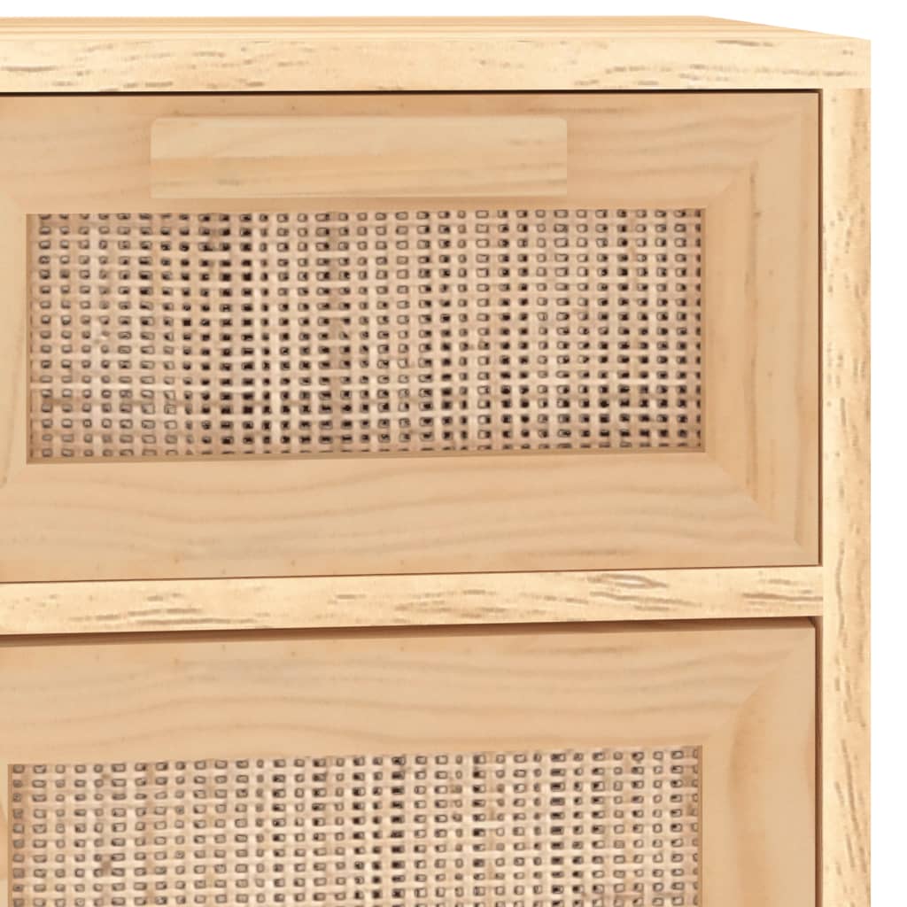 Dressoir 60X30X75 Cm Massief Grenenhout En Rattan