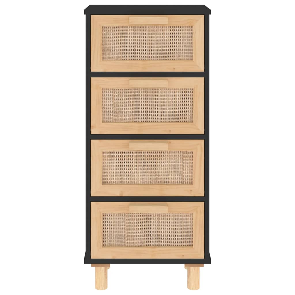 Dressoir 40X30X90 Cm Massief Grenen Hout En Rattan