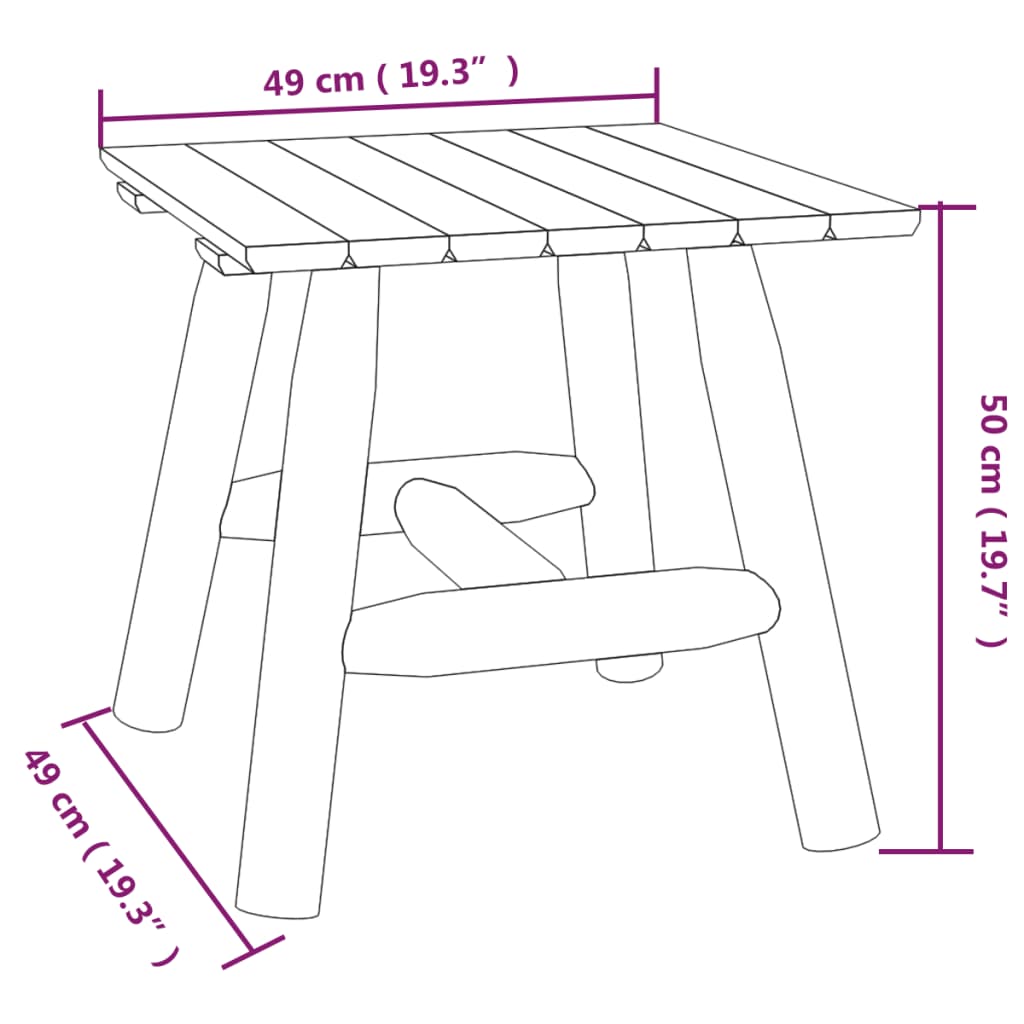 Bijzettafel 49X49X50 Cm Massief Vurenhout