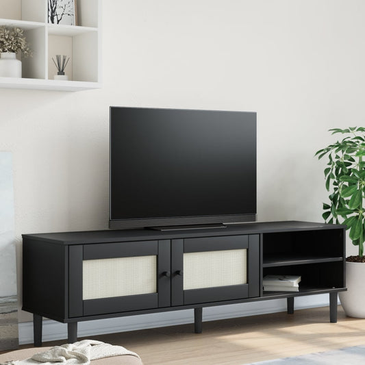 Tv-Meubel Senja 158X40X49 Cm Rattan-Look Massief Grenen