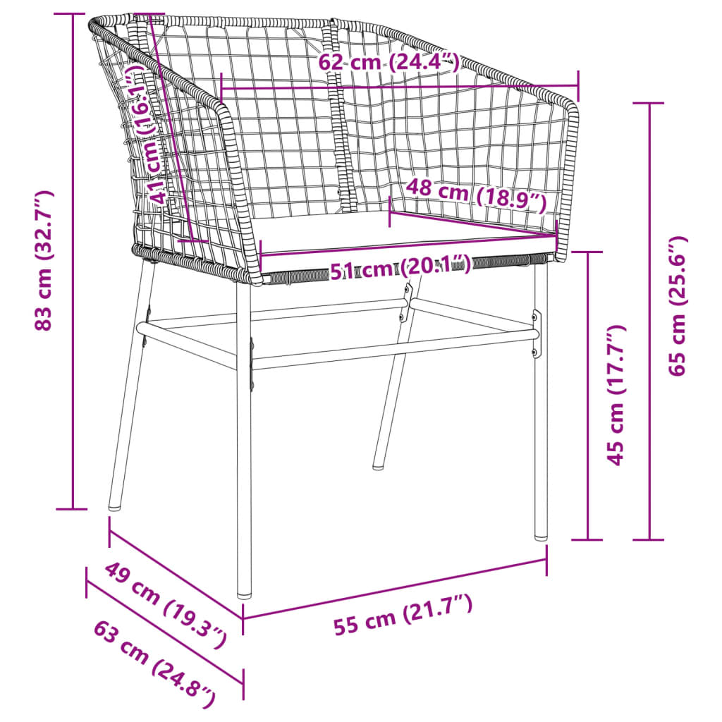 Tuinstoelen 2 St Met Kussens Poly Rattan